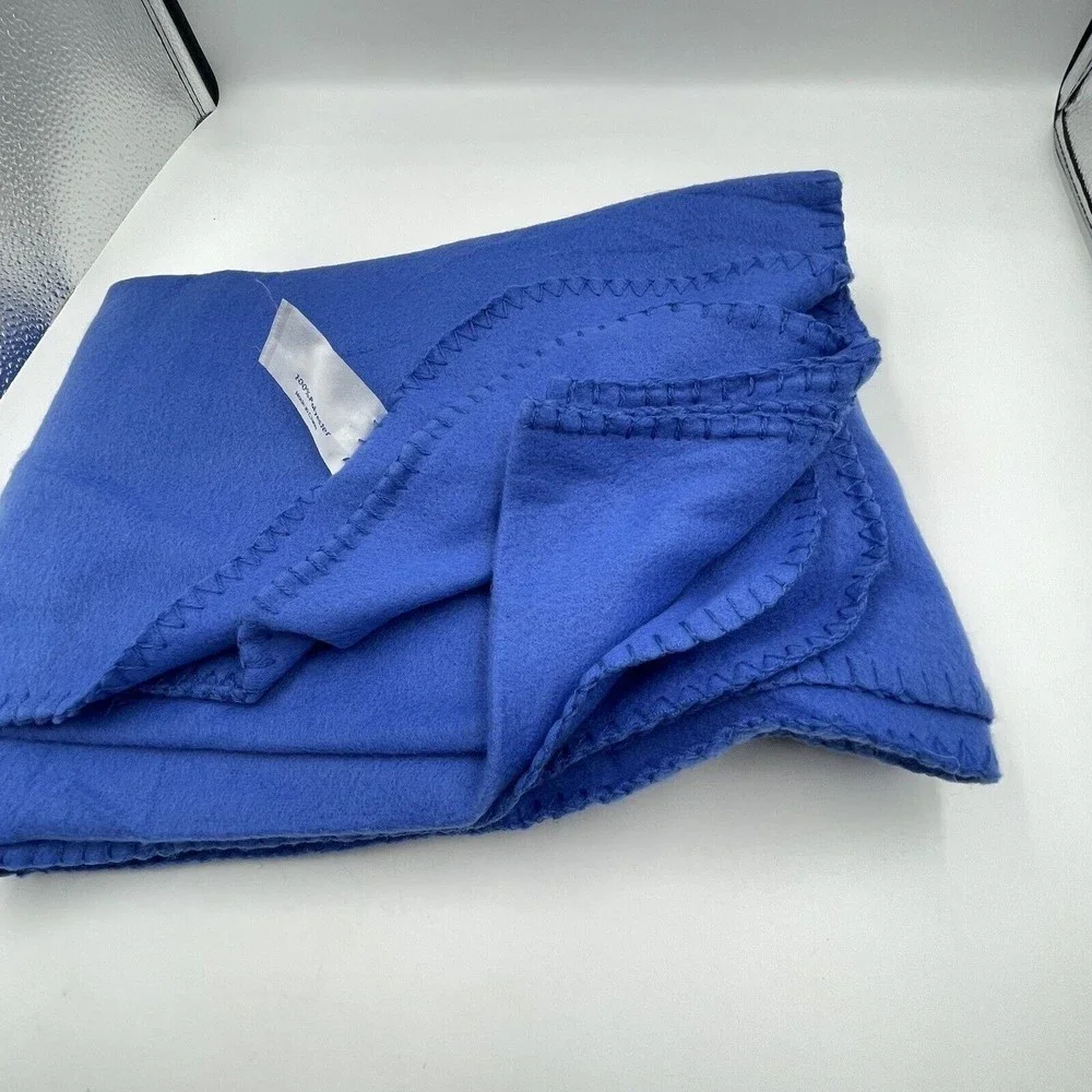 Blue Fleece Blanket Stitched Hem